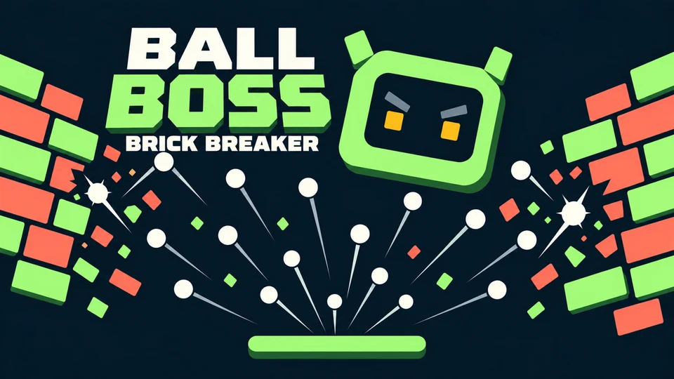 Ball Boss: Brick Breaker — retro artwork with multiplying balls and a green boss